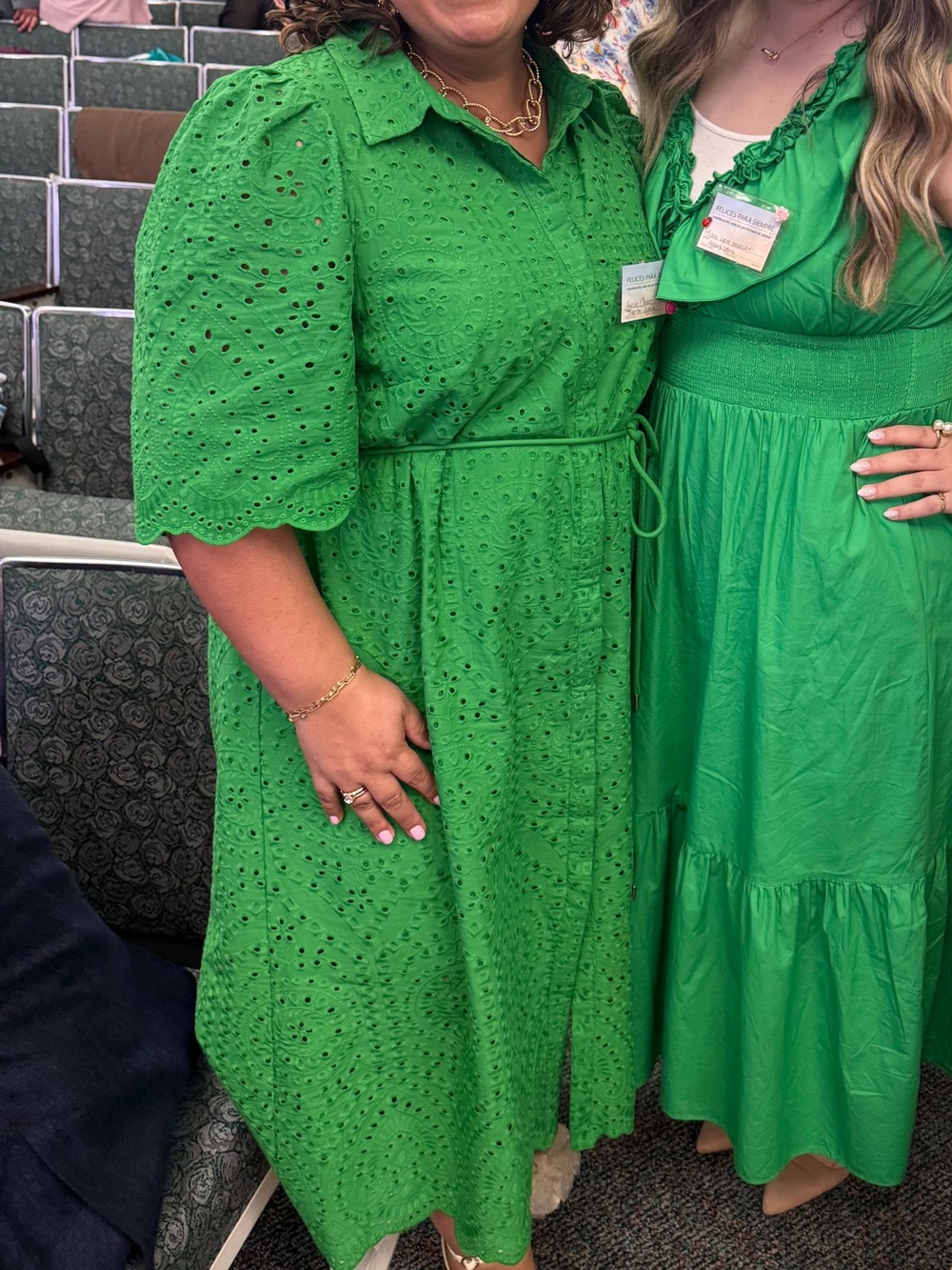H&M Eyelet Shirt Dress with Tie Waist in Green - Picture 4 of 6
